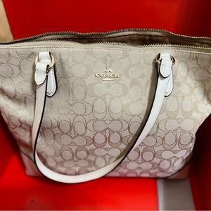 Coach Beige Signature Tote Bag